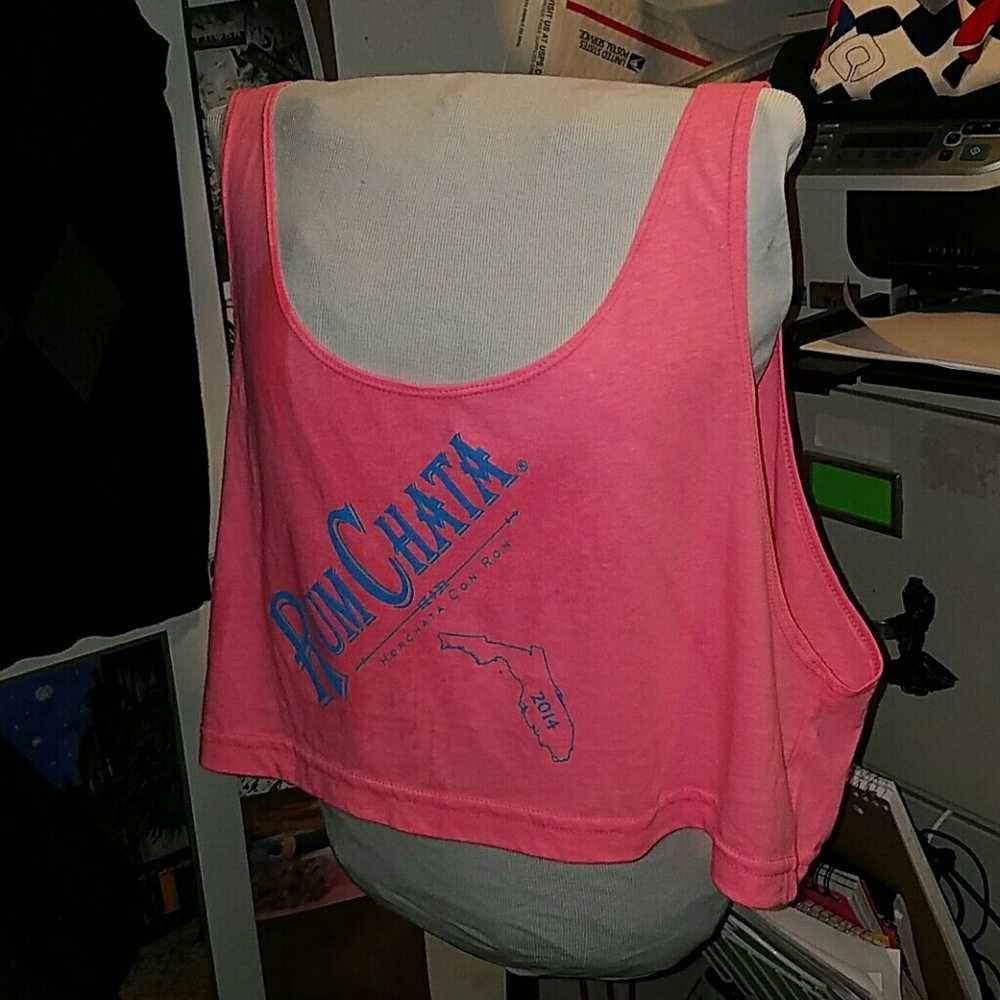 RumChata neon pink crop top tank
