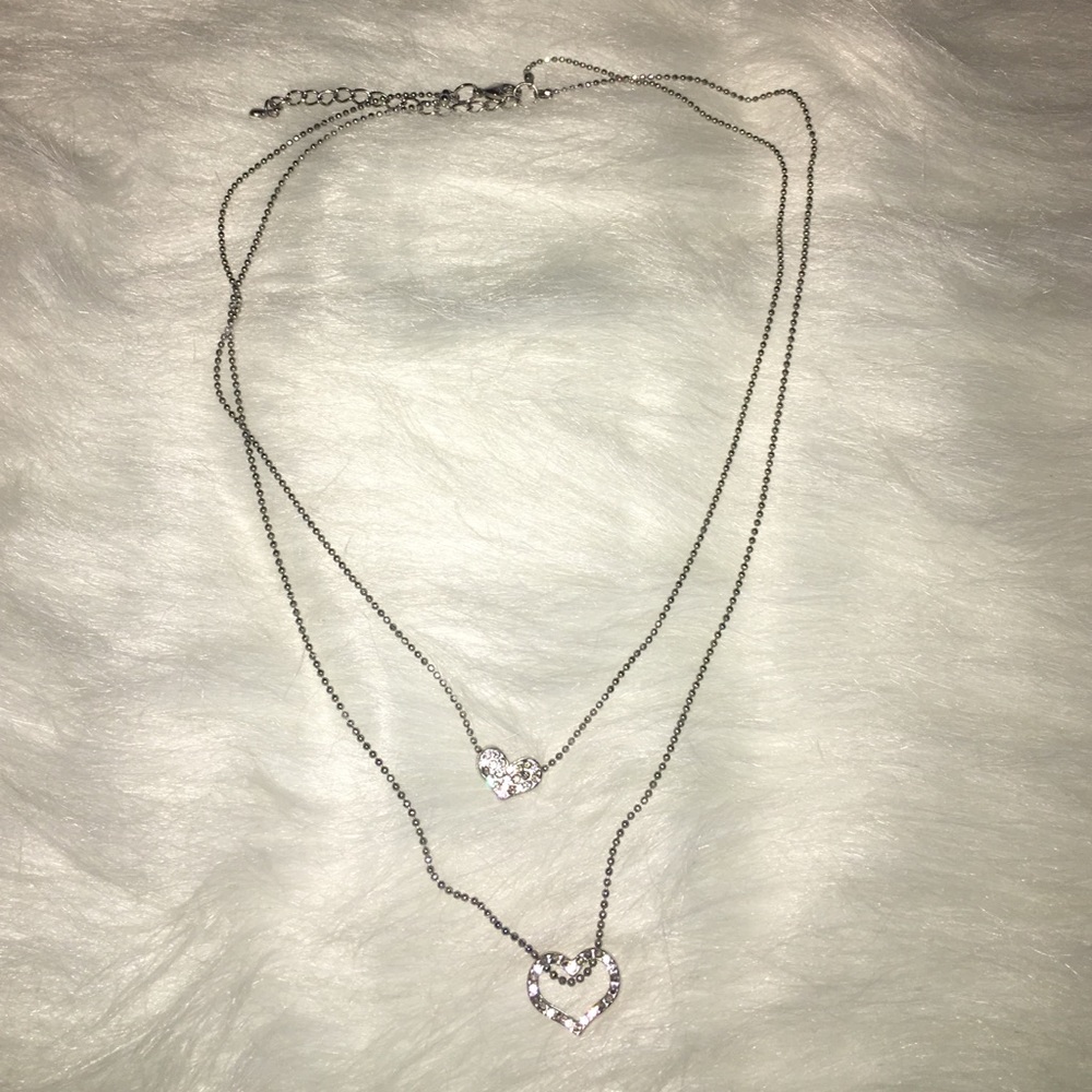 Heart double wear Silver necklace