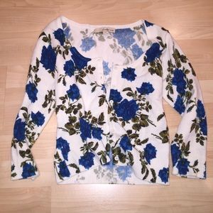 Blue Rose Cropped Cardigan