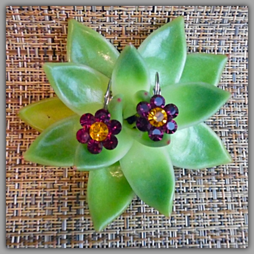 Jeweled Flower Earrings