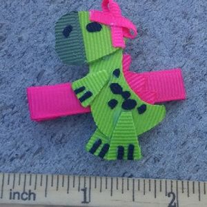 Green baby dinosaurs handmade boutique hair clip