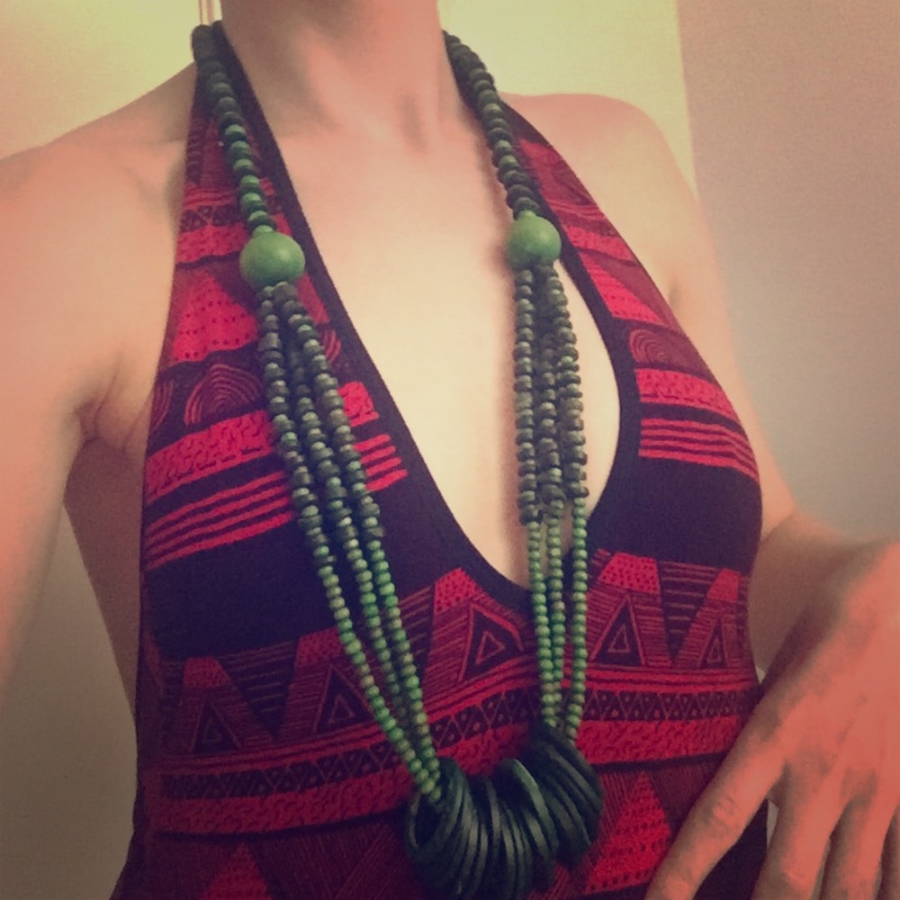 Green wooden necklace