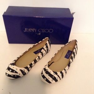 Jimmy Choo for H&M Zebra Print Studded Flat Shoes