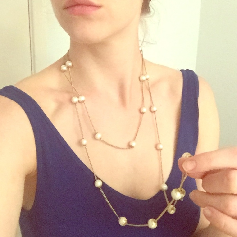 Costume pearl long necklace