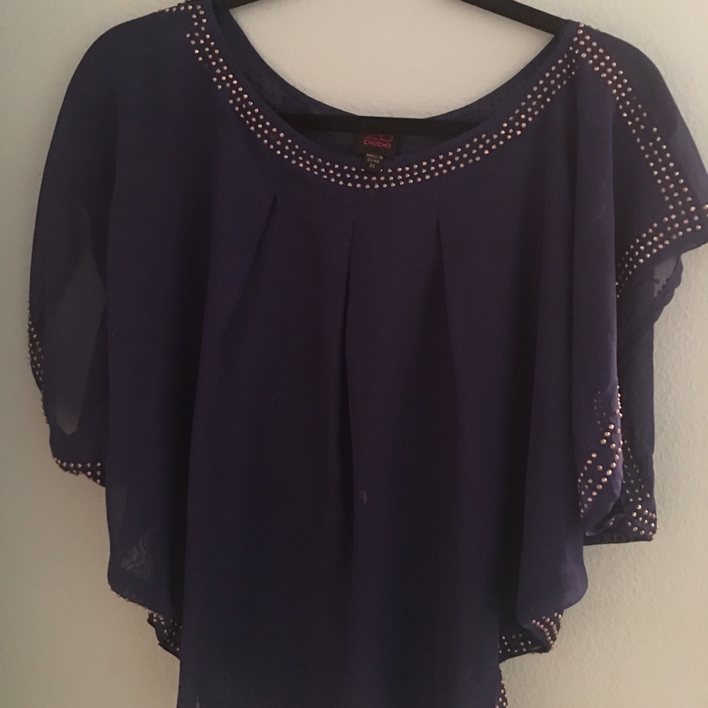 Bebe Blue Rhinestone Top