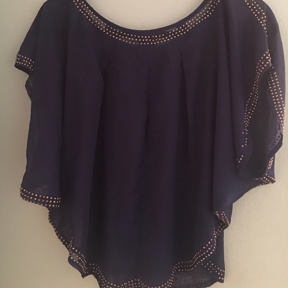 Bebe Blue Rhinestone Top - Picture 2 of 2