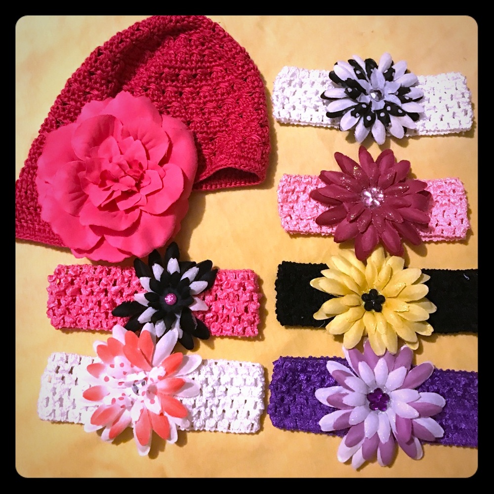 Cute head bands and one hat w/flower