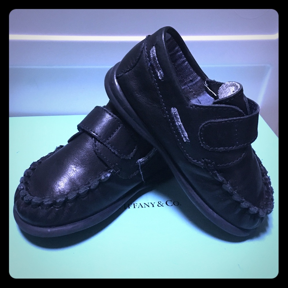 Made in Portugal baby boy navy blue leather shoes