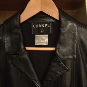 Chanel black leather jacket. Bought in Paris