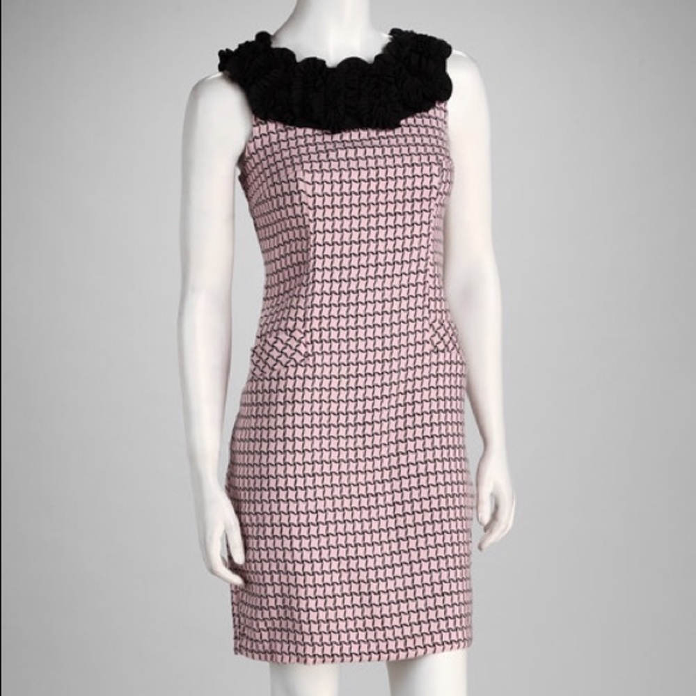 Black & Pink Ruffle Houndstooth Dress 👗