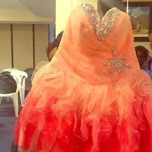 Salmon colored prom dress