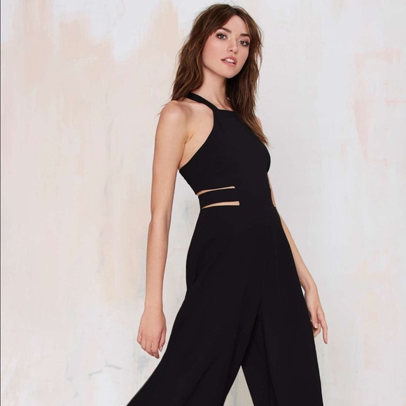 Black cut out wide leg jumpsuit - Picture 2 of 4