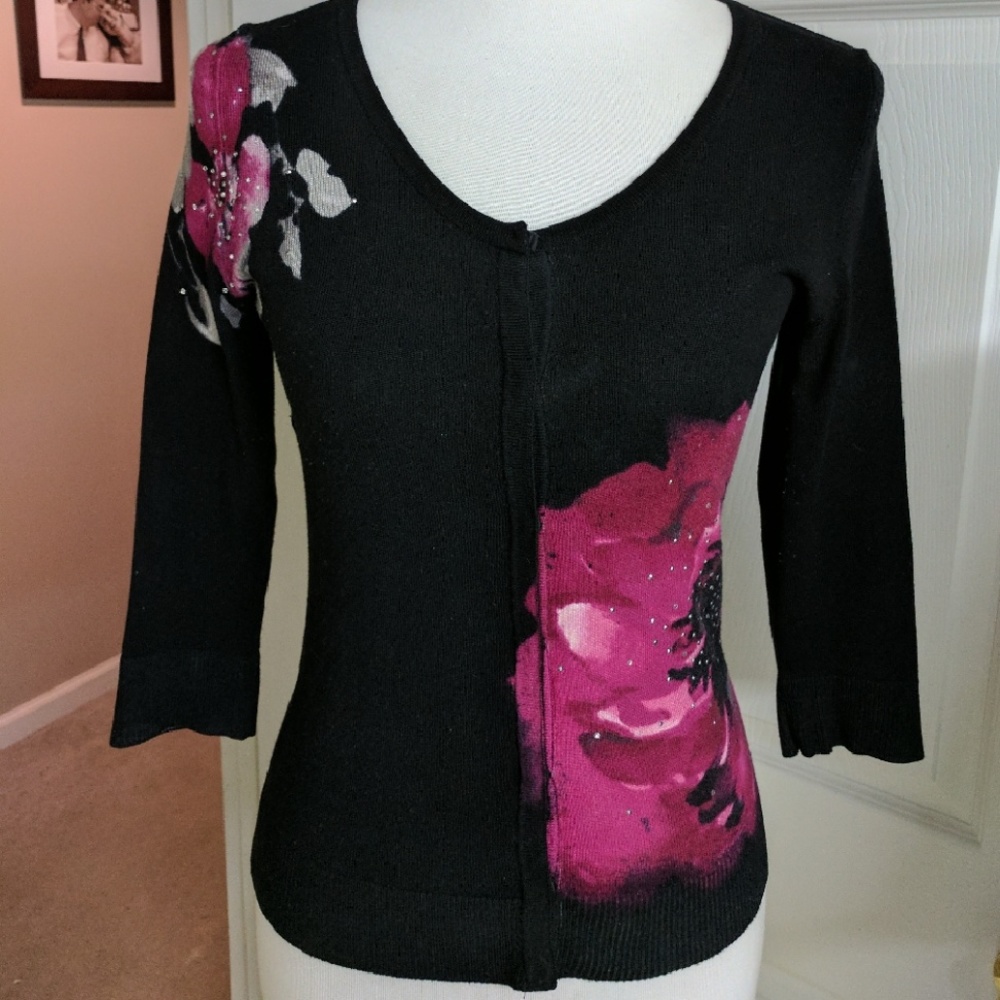 White House Black Market flower sweater