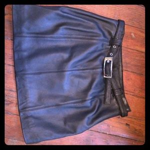 Genuine leather black biker skirt
