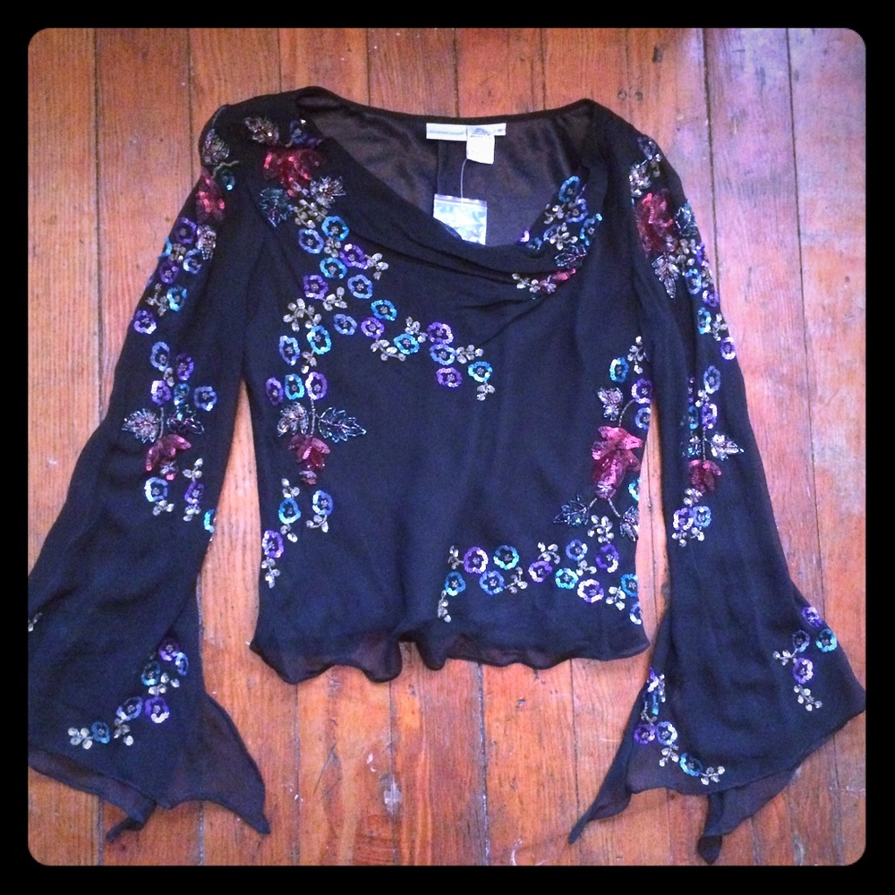 Black bell sleeve top