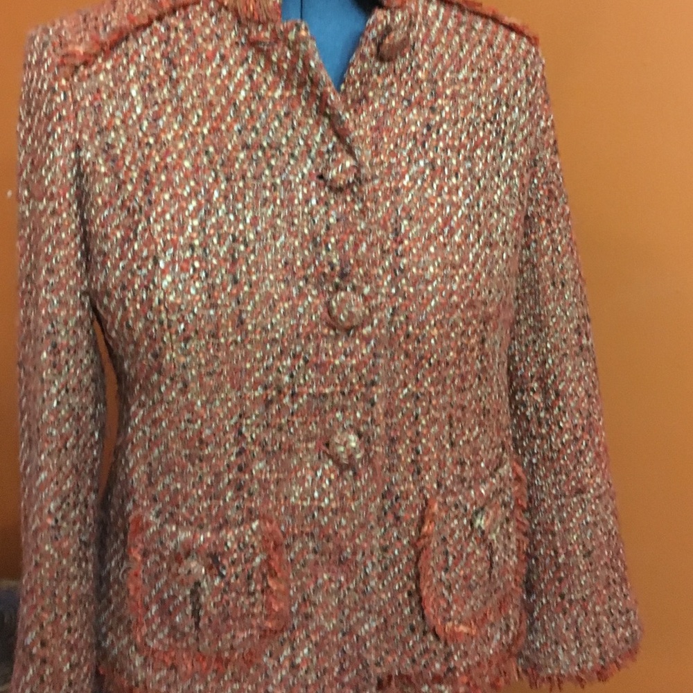 Chico's Tweed multi-colored orange Blazer