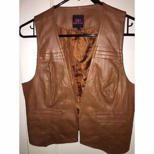 BEBE brown leather vest