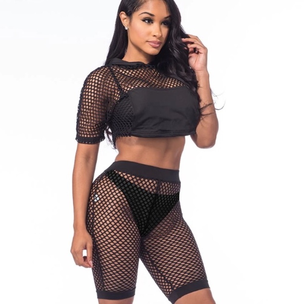 Mesh two piece outfit or cover up