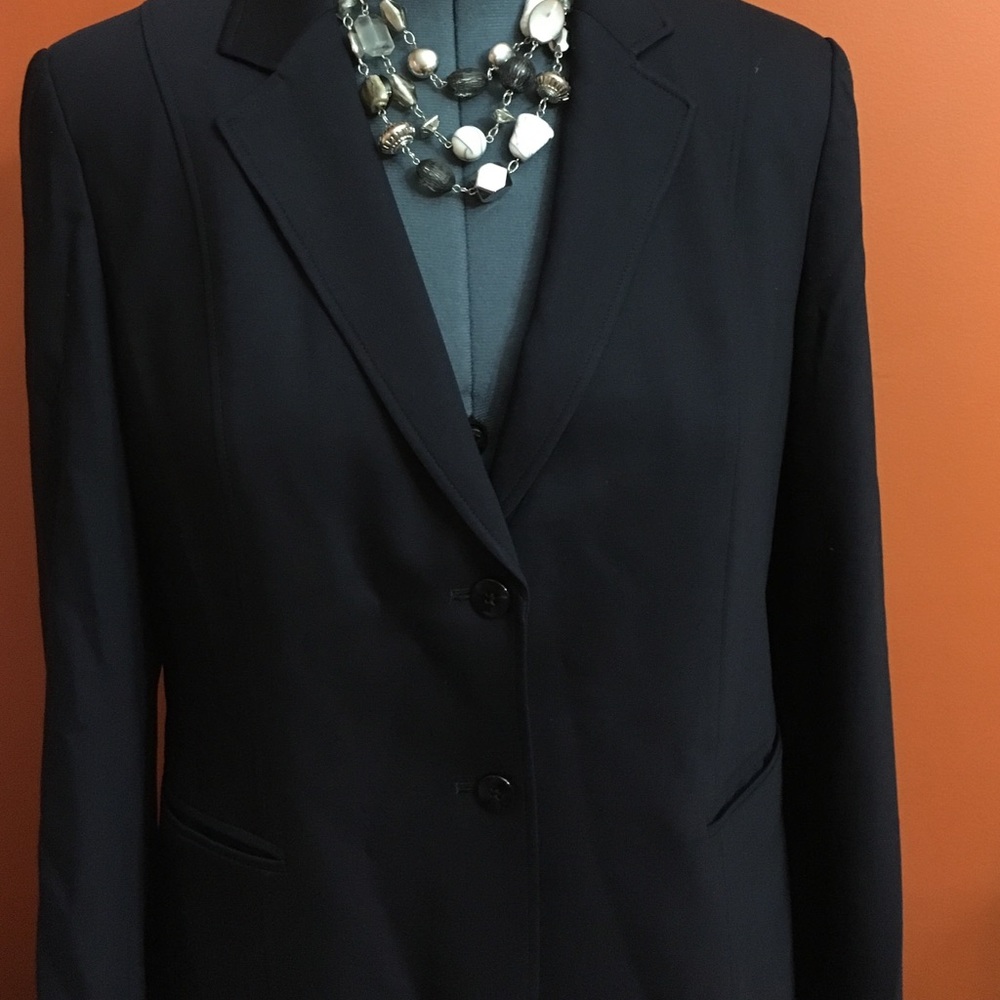 Talbots navy blue power pant suit.