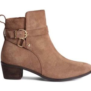 H&M PREMIUM Beige Suede Ankle Boots Jodhpurs 8.5