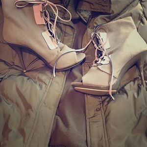 Army green stiletto tie ups