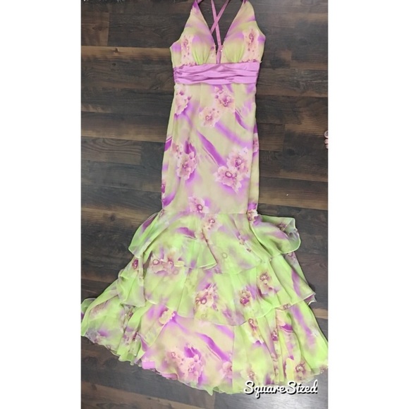 Pink/ lime green Prom Dress - Picture 1 of 2