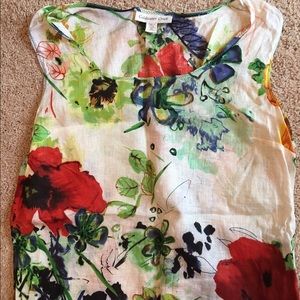 Beautiful floral print linen blouse
