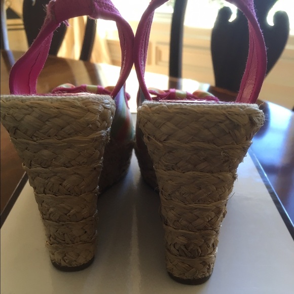 Coach multi color sling back wedges size 7.5 - Picture 3 of 4