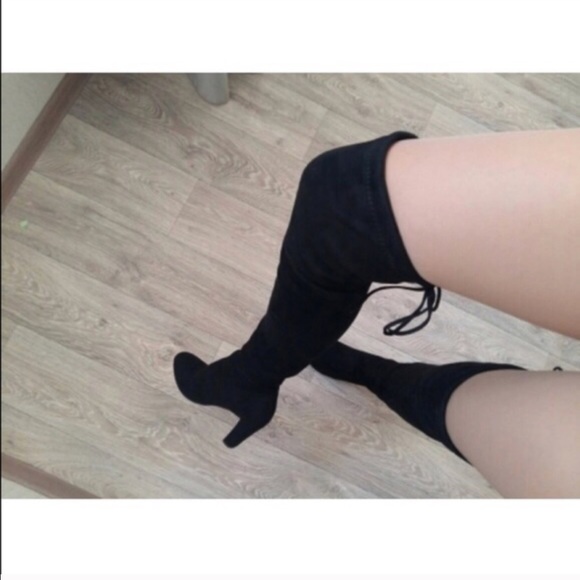 Black Thigh High Boots - Picture 2 of 7