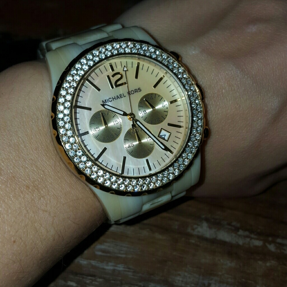Pearl Ivory Horn Gold Michael Kors Watch
