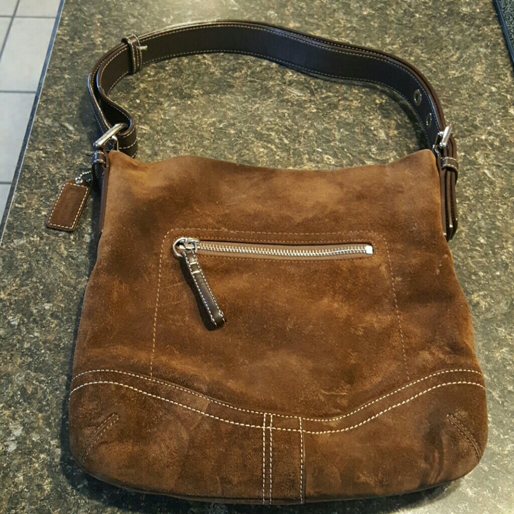 Brown suede Coach bag