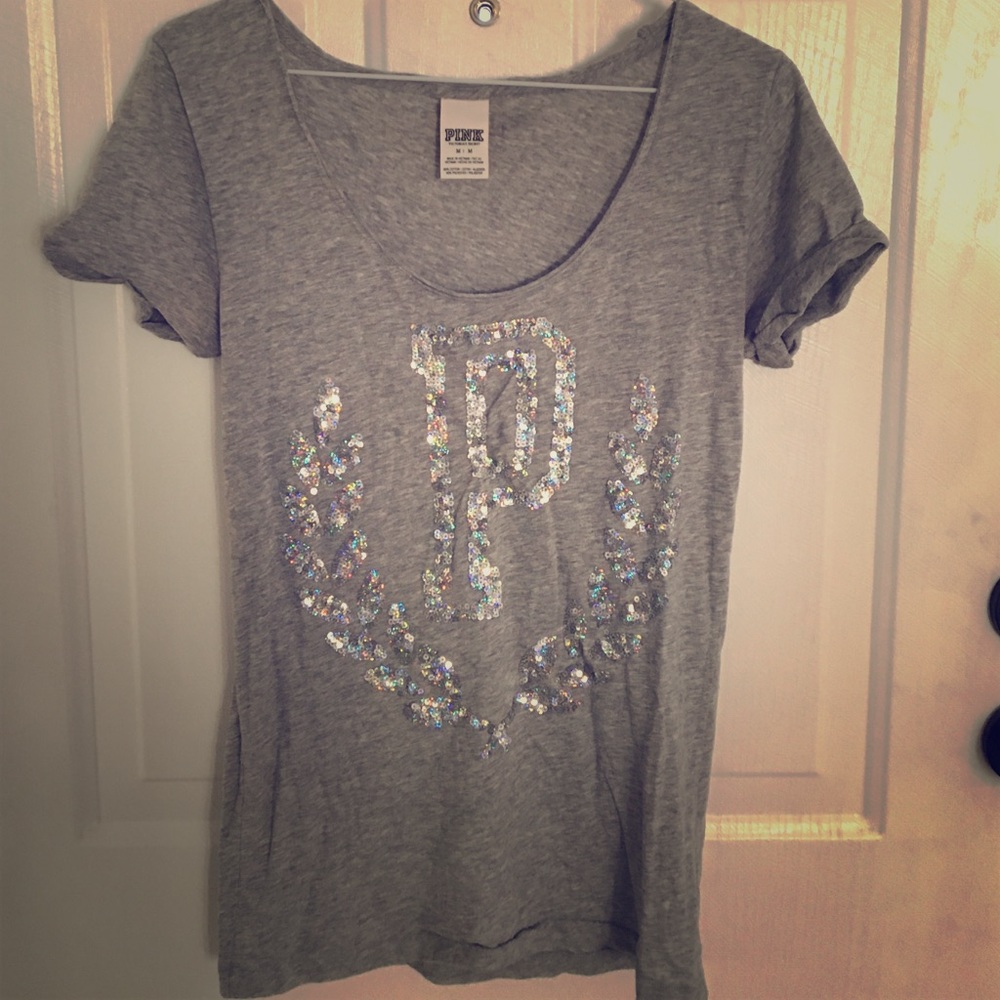 VS PINK grey sparkle tee