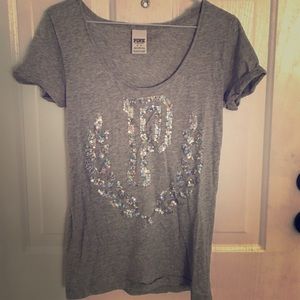 VS PINK grey sparkle tee