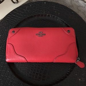❤Coach Grain Leather Mickie Accordian Zip Wallet