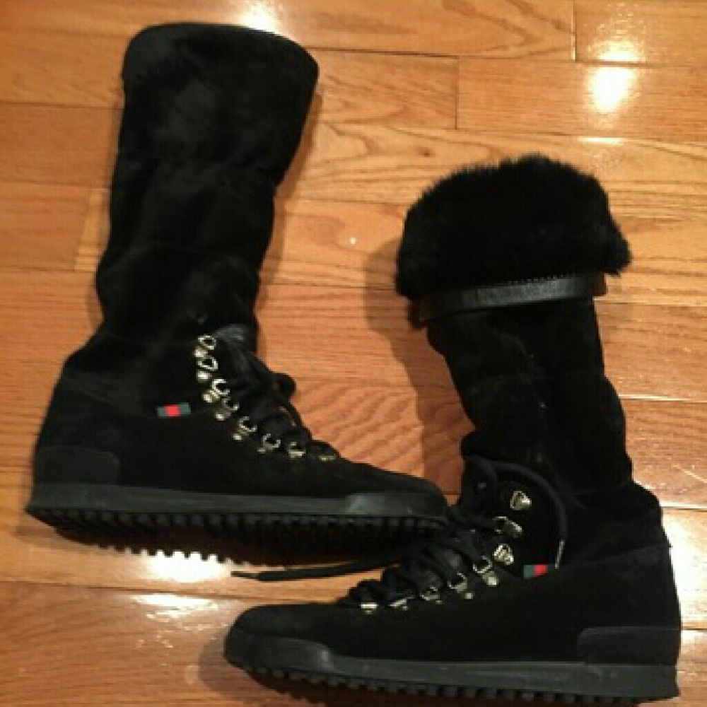 Gucci Fur Trimmed Knee Boots