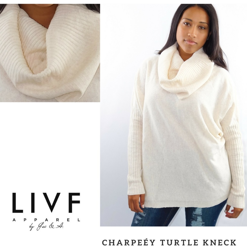 Turtle neck loose long sleeve sweater