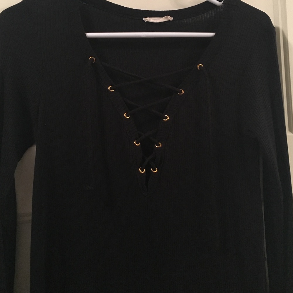 Black dress with tie up bust