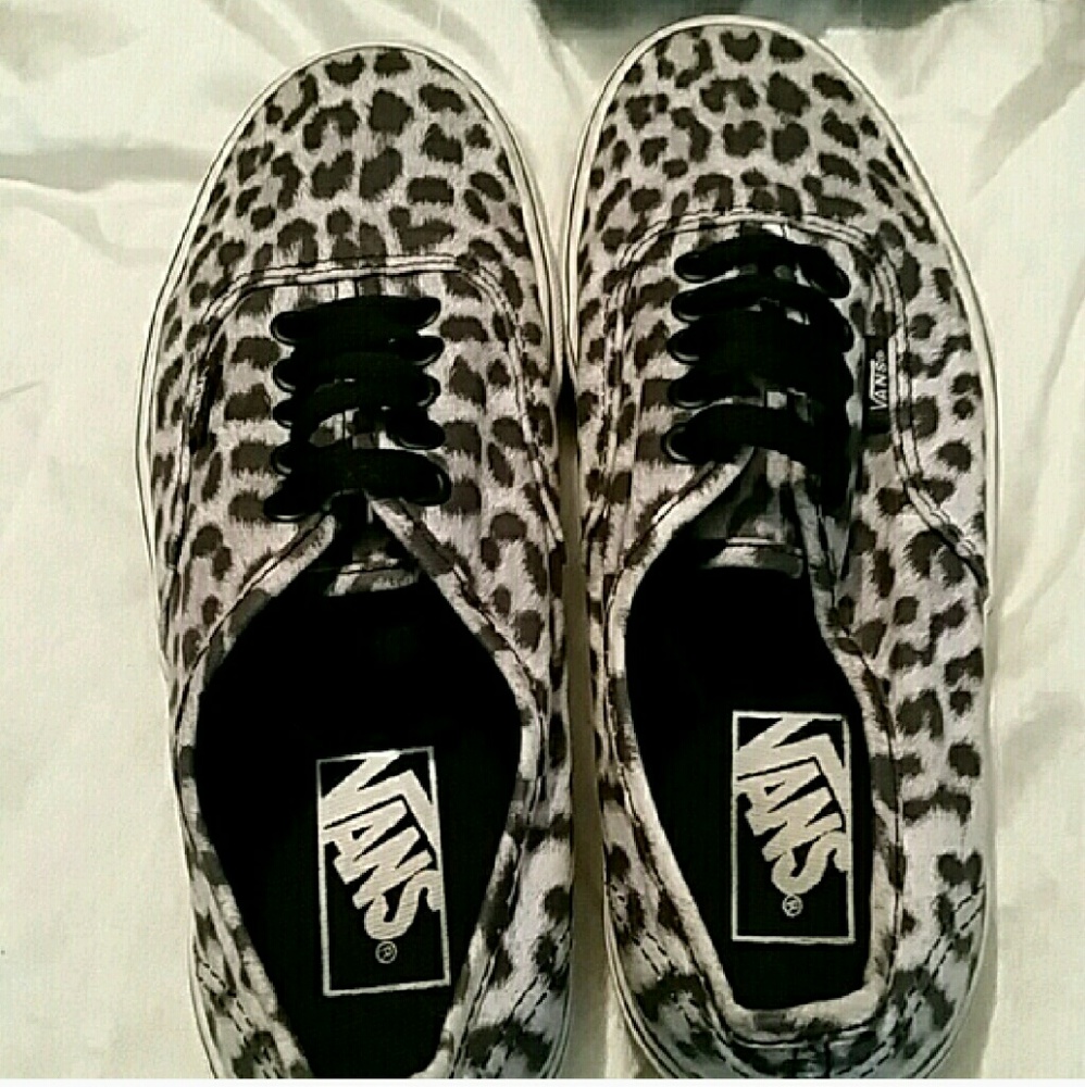 Black and white cheetah vans