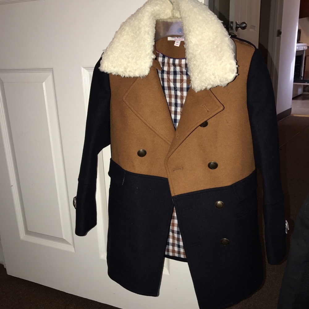 Isaac Mizrahi boys wool two tone trench coat!