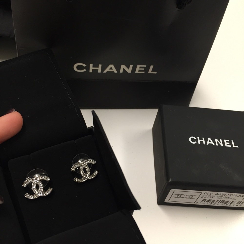 Chanel logo stud earrings
