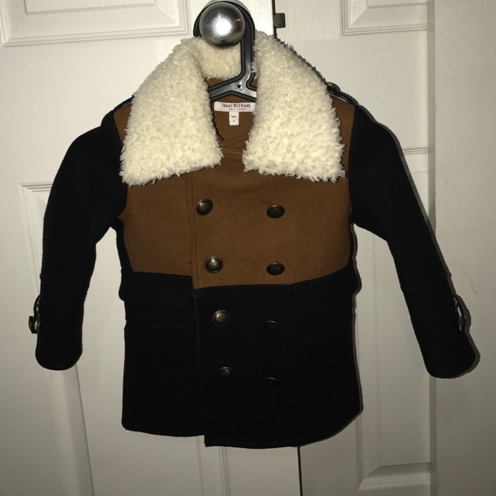 Isaac Mizrahi toddler boys two tone wool coat💕