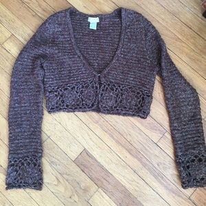 Wool / acrylic chocolate brown shrug
