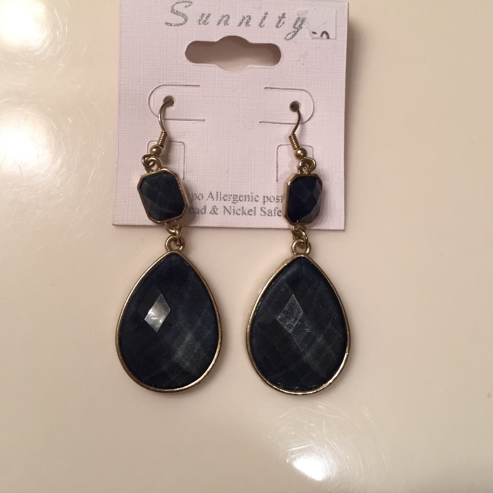 Blue/gold statement earrings