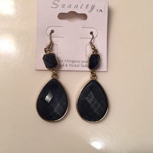 Blue/gold statement earrings