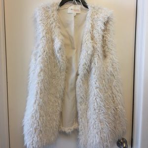 Off White Faux Fur Vest