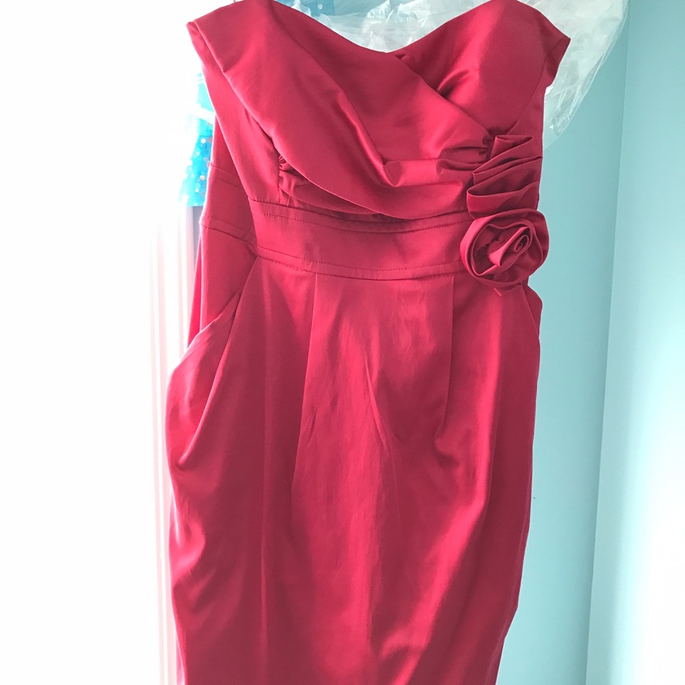 Hot Pink Formal Dress with Rosette accent