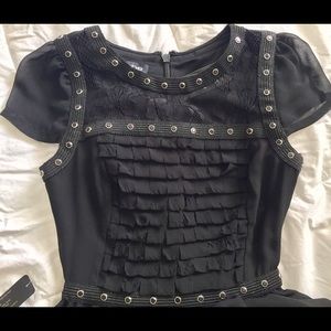 Bebe black lace trimmed aline dress