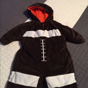 Adorable football-patterned snowsuit