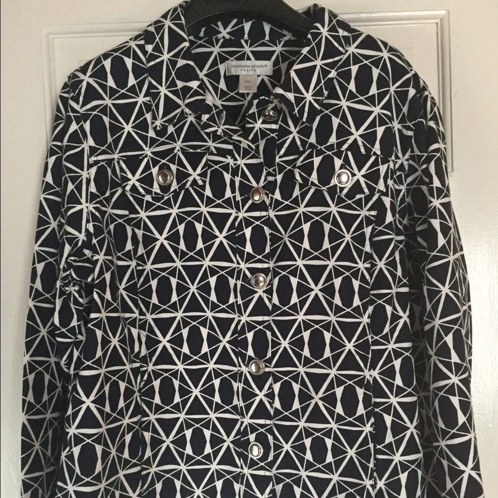 Christopher & Banks Navy & White Denim Jacket