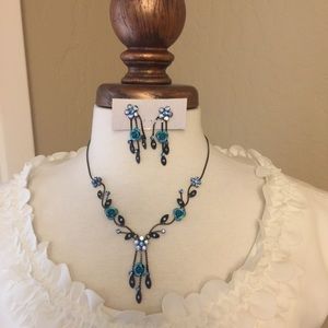 Blue and Teal Necklace and Earrings